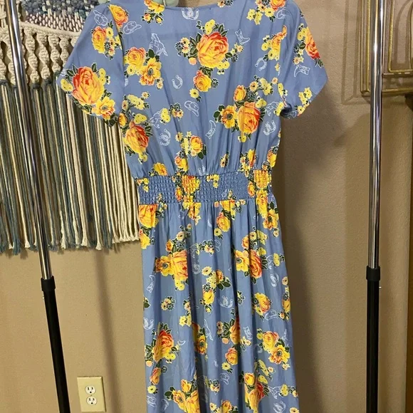 ModCloth Elastic Waist Western Themed Midi Dress - Picture 3 of 5